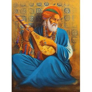 S. A. Noory, Sufi, 30 x 42 Inch, Acrylic on Canvas, Figurative Painting, AC-SAN-140